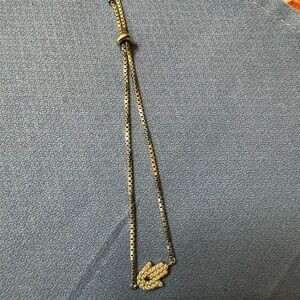 Silver Hamsa Bracelet with Blue Accent